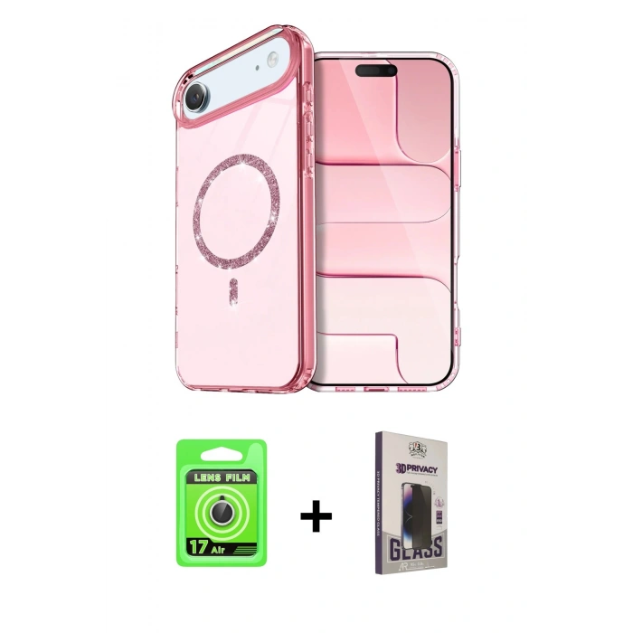 MARSİLYAN™- iPhone 17 Air Kılıf Kıvılcım Form Prime - Siyah Bilvis Hayalet Cam Ekran Koruyucu + Raze Metal Kamera Lens - GS
