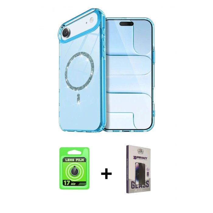 MARSİLYAN™- iPhone 17 Air Kılıf Kıvılcım Form Prime - Siyah Bilvis Hayalet Cam Ekran Koruyucu + Raze Metal Kamera Lens - MI