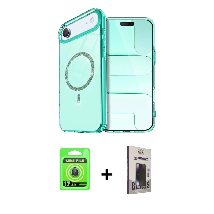 MARSİLYAN™- iPhone 17 Air Kılıf Kıvılcım Form Prime - Siyah Bilvis Hayalet Cam Ekran Koruyucu + Raze Metal Kamera Lens - MI