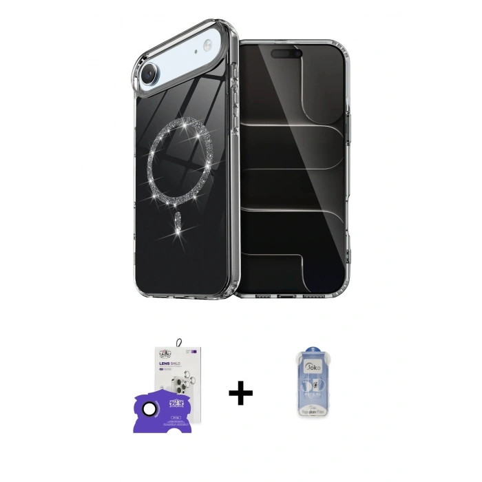 MARSİLYAN™- iPhone 17 Air Kılıf Kıvılcım Form Prime - Siyah Joko Magic 5D Cam + Bilvis Titan Kamera Lens - SH