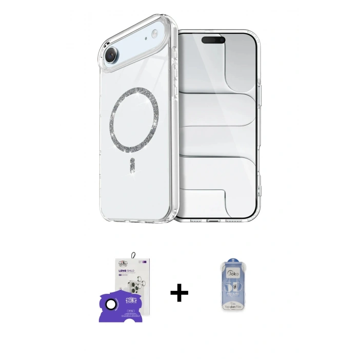 MARSİLYAN™- iPhone 17 Air Kılıf Kıvılcım Form Prime - Siyah Joko Magic 5D Cam + Bilvis Titan Kamera Lens - LT