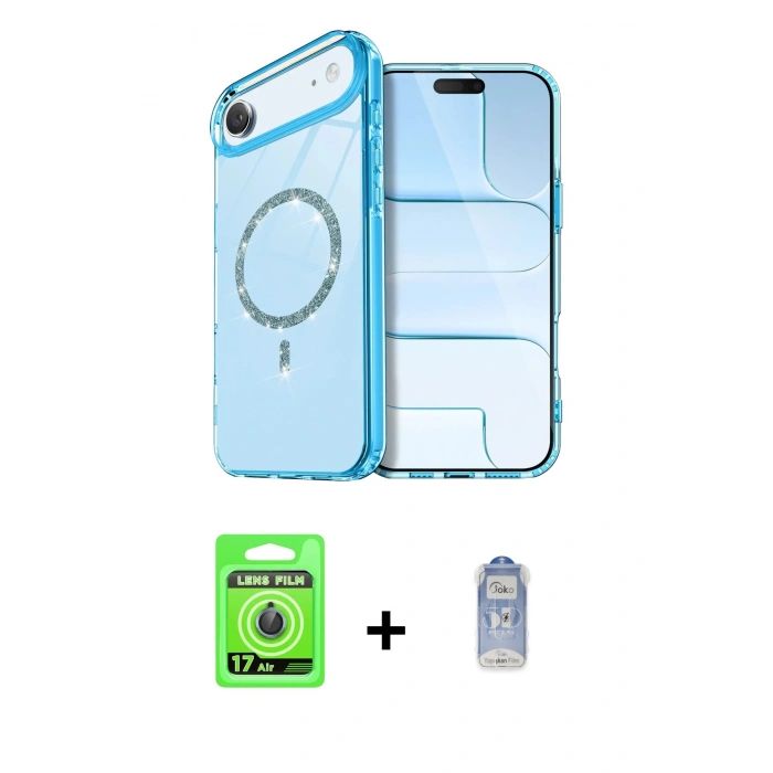 MARSİLYAN™- iPhone 17 Air Kılıf Kıvılcım Form Prime - Siyah Joko Magic 5D Cam + Raze Metal Kamera Lens - MI