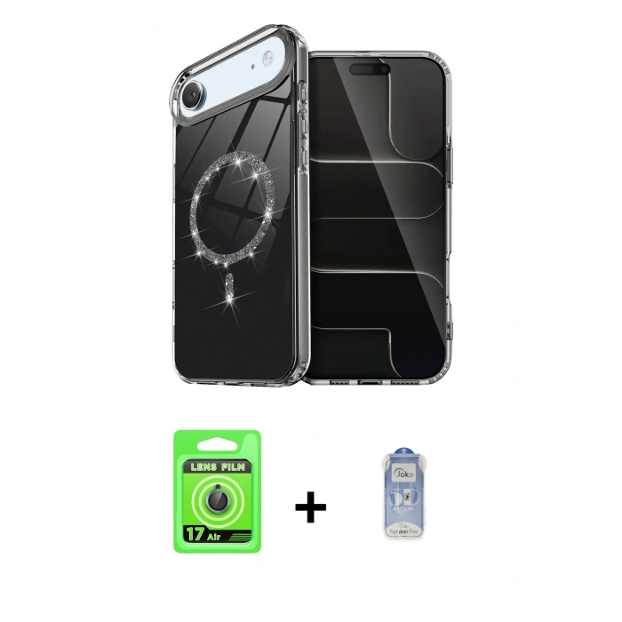 MARSİLYAN™- iPhone 17 Air Kılıf Kıvılcım Form Prime - Siyah Joko Magic 5D Cam + Raze Metal Kamera Lens - MI