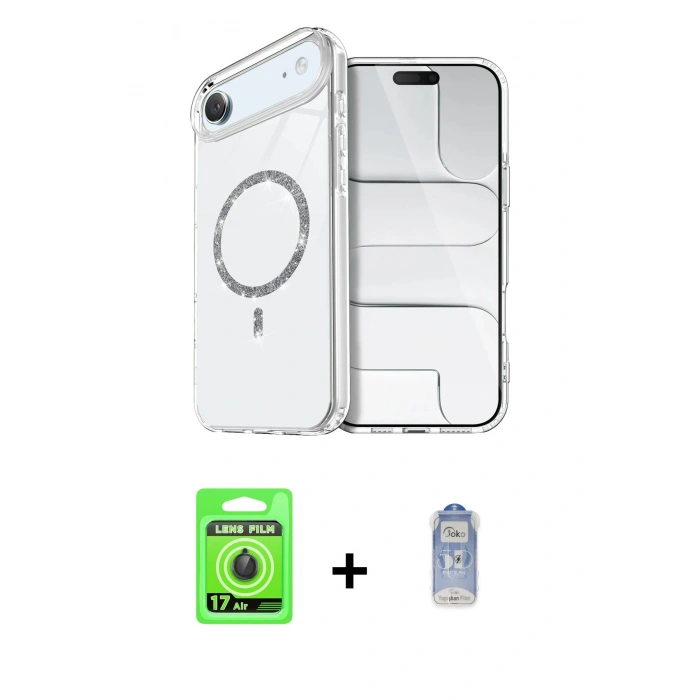 MARSİLYAN™- iPhone 17 Air Kılıf Kıvılcım Form Prime - Siyah Joko Magic 5D Cam + Raze Metal Kamera Lens - SH