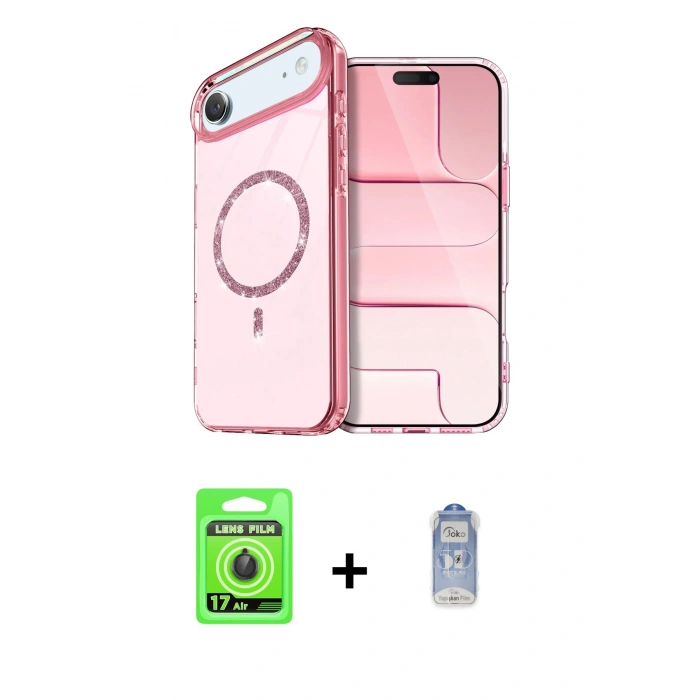 MARSİLYAN™- iPhone 17 Air Kılıf Kıvılcım Form Prime - Siyah Joko Magic 5D Cam + Raze Metal Kamera Lens - SH
