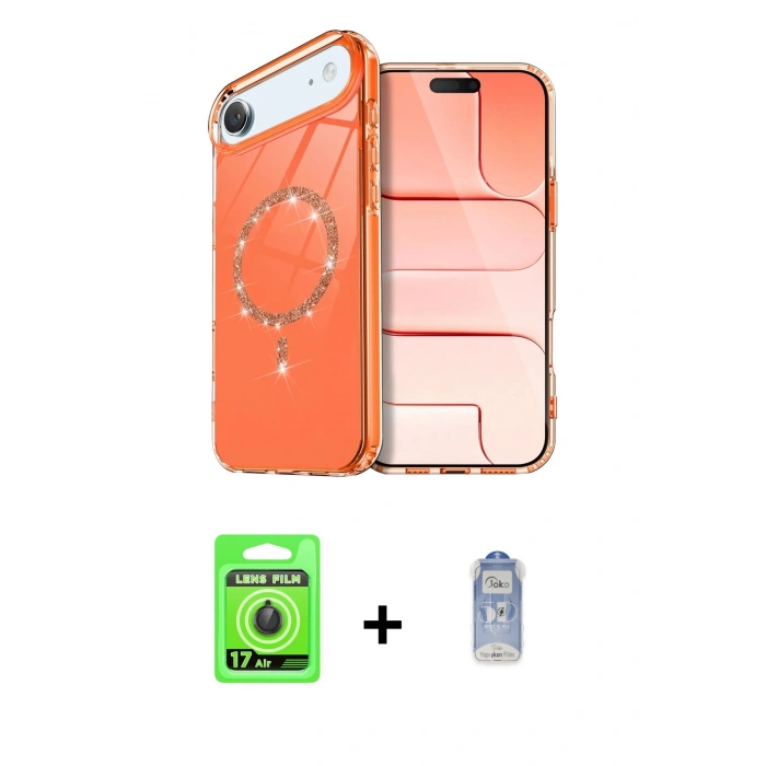 MARSİLYAN™- iPhone 17 Air Kılıf Kıvılcım Form Prime - Siyah Joko Magic 5D Cam + Raze Metal Kamera Lens - SH