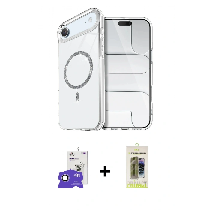 MARSİLYAN™- iPhone 17 Air Kılıf Kıvılcım Form Prime - Siyah Joko Magic 5D Hayalet Cam + Bilvis Titan Kamera Lens - GD