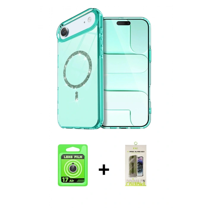 MARSİLYAN™- iPhone 17 Air Kılıf Kıvılcım Form Prime - Siyah Joko Magic 5D Hayalet Cam + Raze Metal Kamera Lens - GS