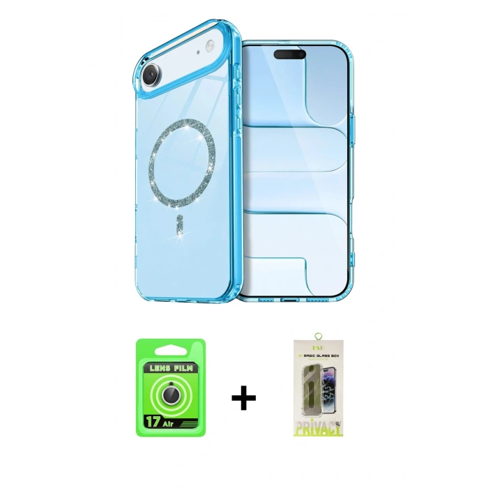 MARSİLYAN™- iPhone 17 Air Kılıf Kıvılcım Form Prime - Siyah Joko Magic 5D Hayalet Cam + Raze Metal Kamera Lens - GS