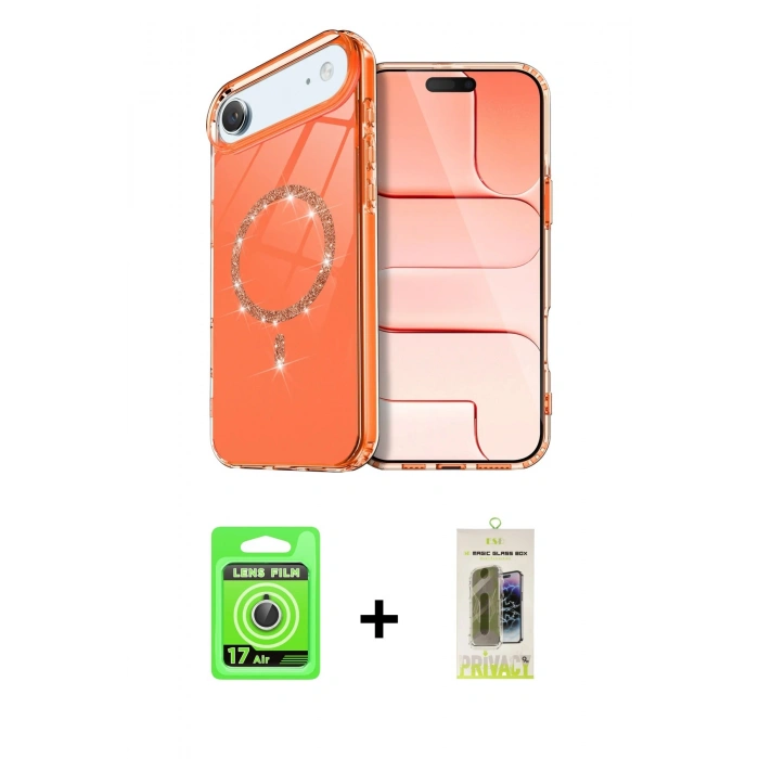 MARSİLYAN™- iPhone 17 Air Kılıf Kıvılcım Form Prime - Siyah Joko Magic 5D Hayalet Cam + Raze Metal Kamera Lens - GS