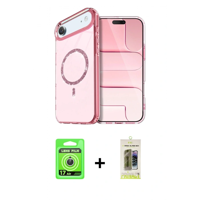 MARSİLYAN™- iPhone 17 Air Kılıf Kıvılcım Form Prime - Siyah Joko Magic 5D Hayalet Cam + Raze Metal Kamera Lens - GS