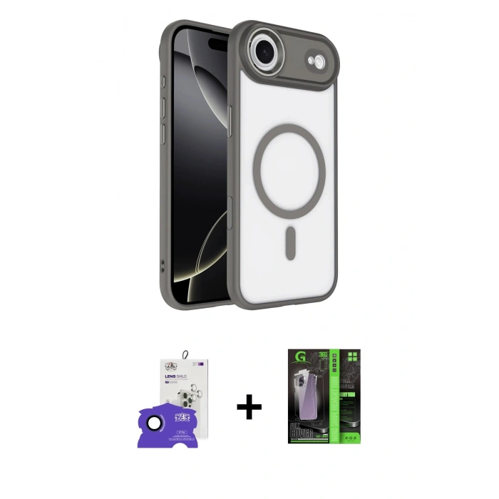 MARSİLYAN™- iPhone 17 Air Kılıf Kıvılcım Prime - Şeffaf 360 Full Body Arka Koruyucu + Bilvis Titan Kamera Lens - LT