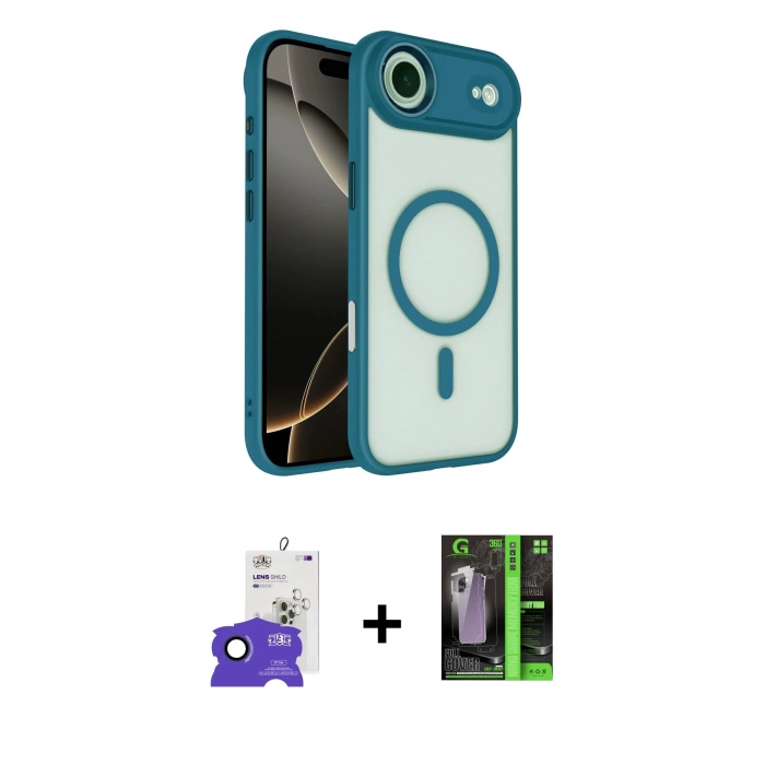 MARSİLYAN™- iPhone 17 Air Kılıf Kıvılcım Prime - Şeffaf 360 Full Body Arka Koruyucu + Bilvis Titan Kamera Lens - LT
