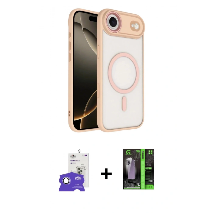 MARSİLYAN™- iPhone 17 Air Kılıf Kıvılcım Prime - Şeffaf 360 Full Body Arka Koruyucu + Bilvis Titan Kamera Lens - GS