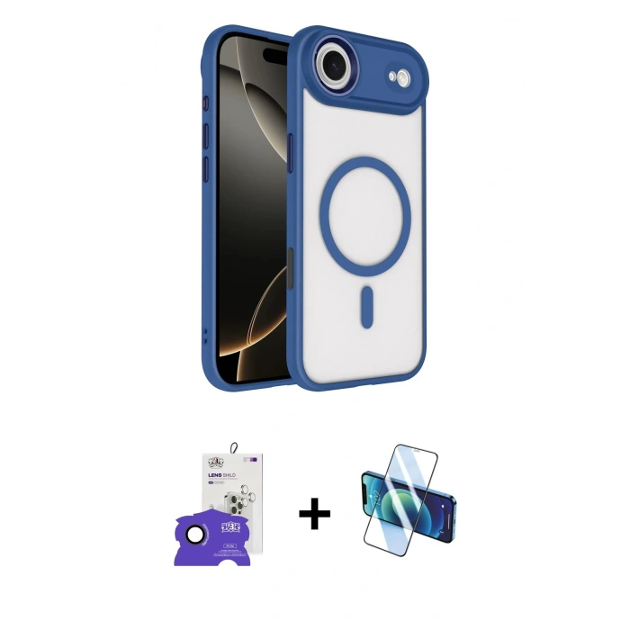 MARSİLYAN™- iPhone 17 Air Kılıf Kıvılcım Prime - Siyah 3D Antistatik Cam Ekran Koruyucu + Bilvis Titan Kamera Lens - SH