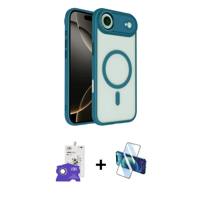 MARSİLYAN™- iPhone 17 Air Kılıf Kıvılcım Prime - Siyah 3D Antistatik Seramik Nano Ekran Koruyucu + Bilvis Titan Kamera Lens - GS