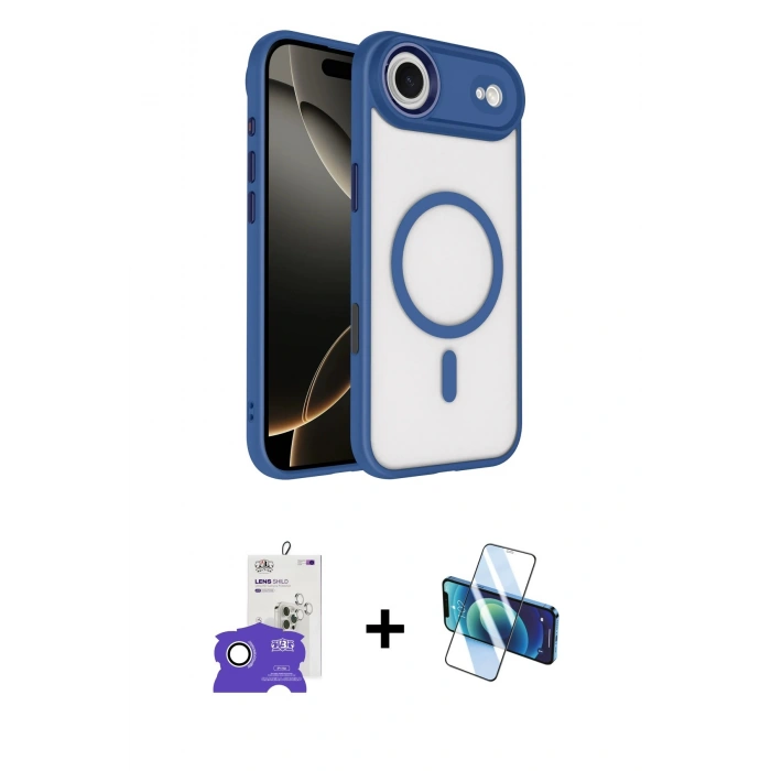 MARSİLYAN™- iPhone 17 Air Kılıf Kıvılcım Prime - Siyah 3D Antistatik Seramik Nano Ekran Koruyucu + Bilvis Titan Kamera Lens - GS