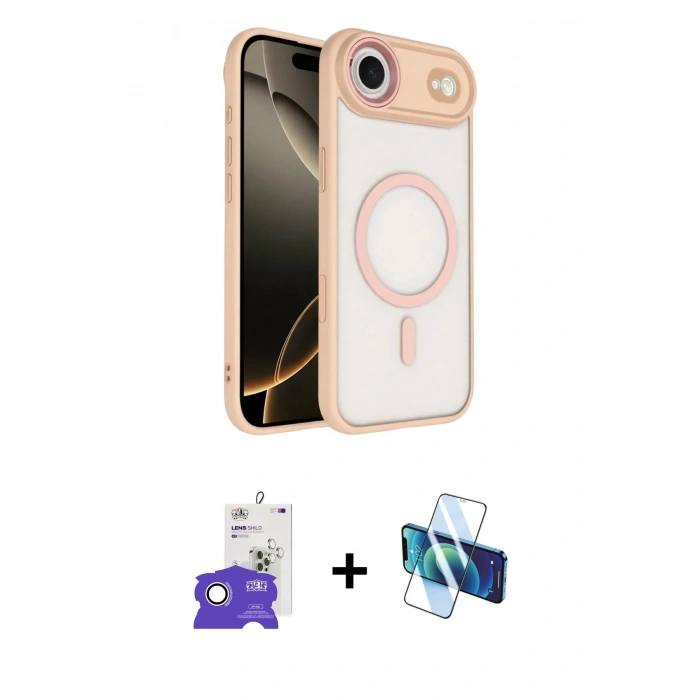 MARSİLYAN™- iPhone 17 Air Kılıf Kıvılcım Prime - Siyah 3D Antistatik Seramik Nano Ekran Koruyucu + Bilvis Titan Kamera Lens - GS