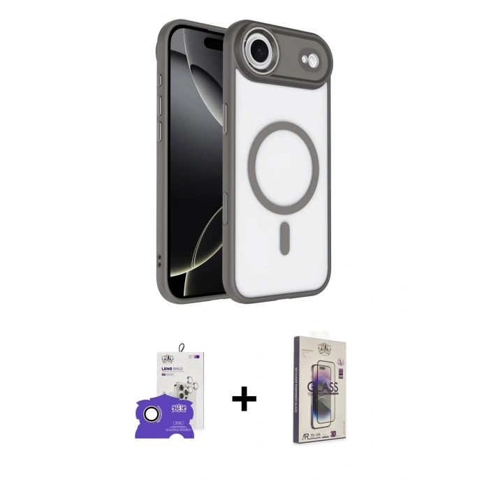 MARSİLYAN™- iPhone 17 Air Kılıf Kıvılcım Prime - Siyah Bilvis 3D Cam Ekran Koruyucu + Bilvis Titan Kamera Lens - GD