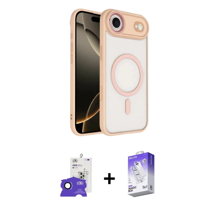 MARSİLYAN™- iPhone 17 Air Kılıf Kıvılcım Prime - Siyah Bilvis 5in1 3D Magic Cam Ekran Koruyucu + Bilvis Titan Kamera Lens - LT