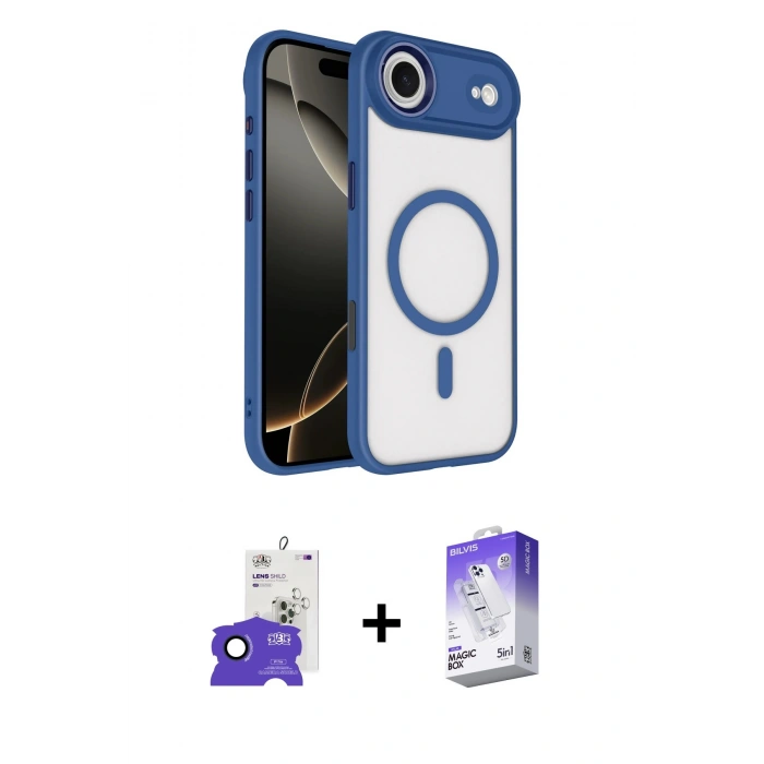 MARSİLYAN™- iPhone 17 Air Kılıf Kıvılcım Prime - Siyah Bilvis 5in1 3D Magic Cam Ekran Koruyucu + Bilvis Titan Kamera Lens - LT