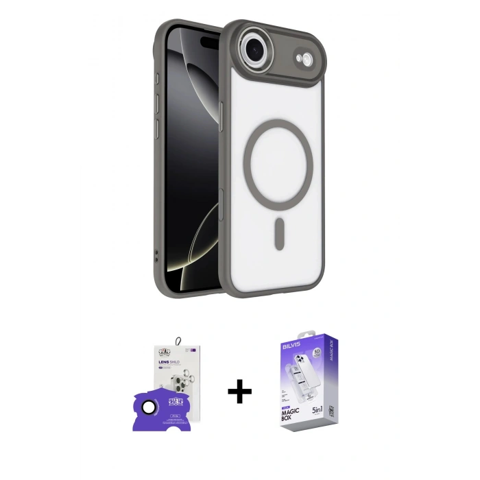 MARSİLYAN™- iPhone 17 Air Kılıf Kıvılcım Prime - Siyah Bilvis 5in1 3D Magic Cam Ekran Koruyucu + Bilvis Titan Kamera Lens - SH