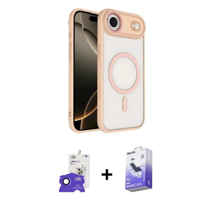 MARSİLYAN™- iPhone 17 Air Kılıf Kıvılcım Prime - Siyah Bilvis 5in1 5D Magic Hayalet Cam Ekran Koruyucu + Bilvis Titan Kamera Lens - LT