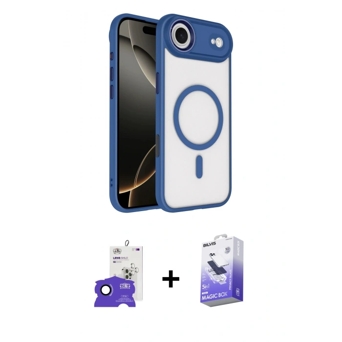 MARSİLYAN™- iPhone 17 Air Kılıf Kıvılcım Prime - Siyah Bilvis 5in1 5D Magic Hayalet Cam Ekran Koruyucu + Bilvis Titan Kamera Lens - LT