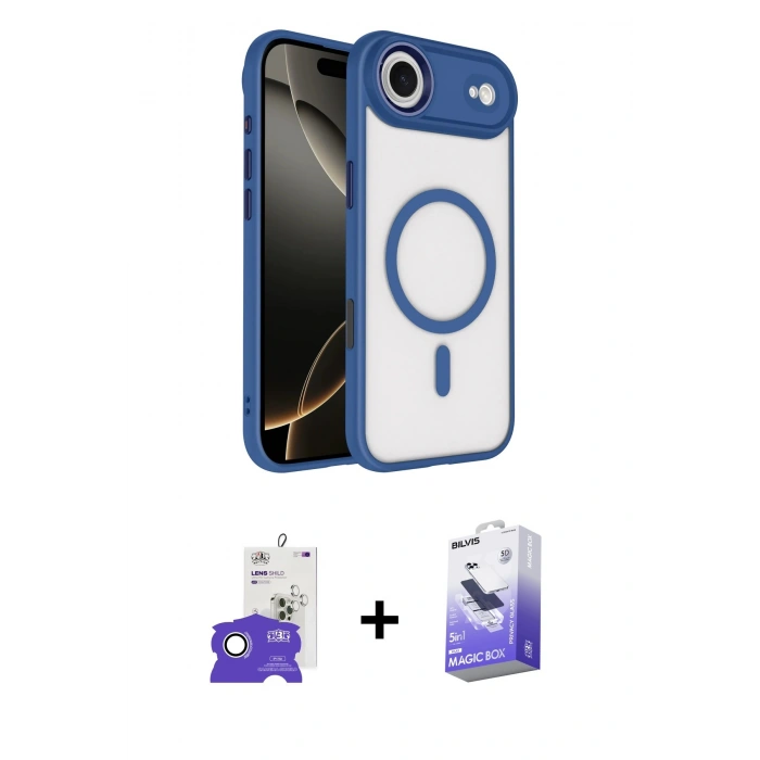 MARSİLYAN™- iPhone 17 Air Kılıf Kıvılcım Prime - Siyah Bilvis 5in1 5D Magic Hayalet Cam Ekran Koruyucu + Bilvis Titan Kamera Lens - GS
