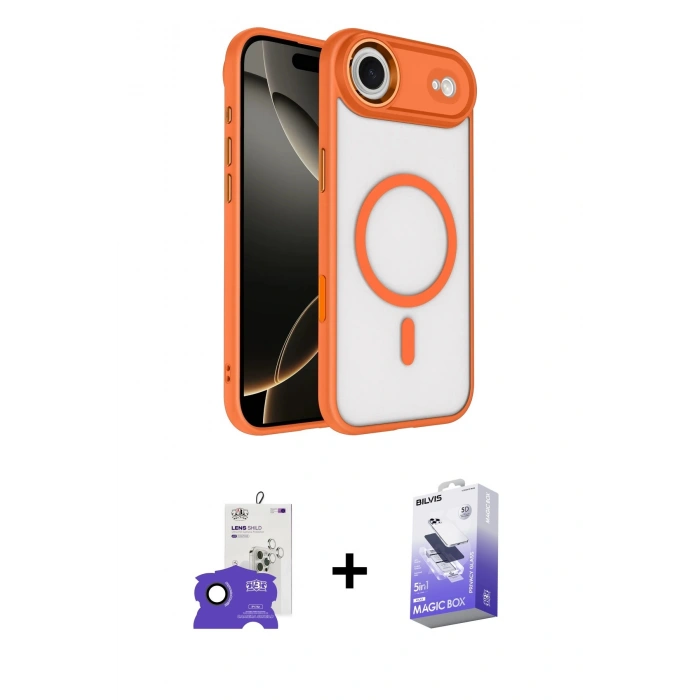 MARSİLYAN™- iPhone 17 Air Kılıf Kıvılcım Prime - Siyah Bilvis 5in1 5D Magic Hayalet Cam Ekran Koruyucu + Siyah Bilvis Titan Kamera Lens