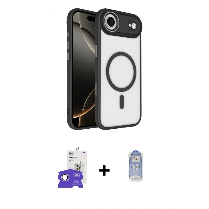 MARSİLYAN™- iPhone 17 Air Kılıf Kıvılcım Prime - Siyah Joko Magic 5D Cam + Bilvis Titan Kamera Lens - GS