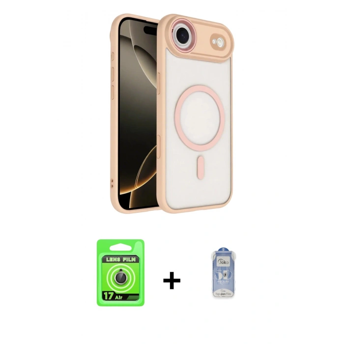 MARSİLYAN™- iPhone 17 Air Kılıf Kıvılcım Prime - Siyah Joko Magic 5D Cam + Raze Metal Kamera Lens - GD