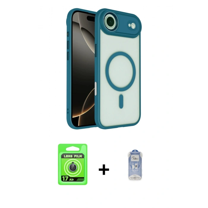 MARSİLYAN™- iPhone 17 Air Kılıf Kıvılcım Prime - Siyah Joko Magic 5D Cam + Raze Metal Kamera Lens - MI