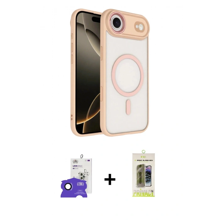 MARSİLYAN™- iPhone 17 Air Kılıf Kıvılcım Prime - Siyah Joko Magic 5D Hayalet Cam + Bilvis Titan Kamera Lens - LT