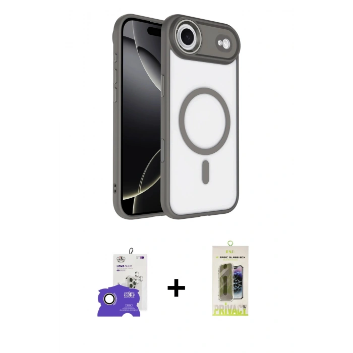 MARSİLYAN™- iPhone 17 Air Kılıf Kıvılcım Prime - Siyah Joko Magic 5D Hayalet Cam + Bilvis Titan Kamera Lens - GD