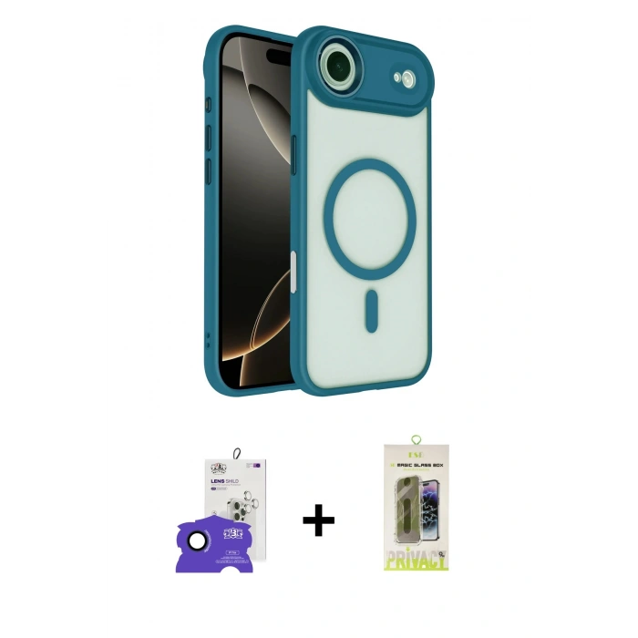 MARSİLYAN™- iPhone 17 Air Kılıf Kıvılcım Prime - Siyah Joko Magic 5D Hayalet Cam + Bilvis Titan Kamera Lens - LT