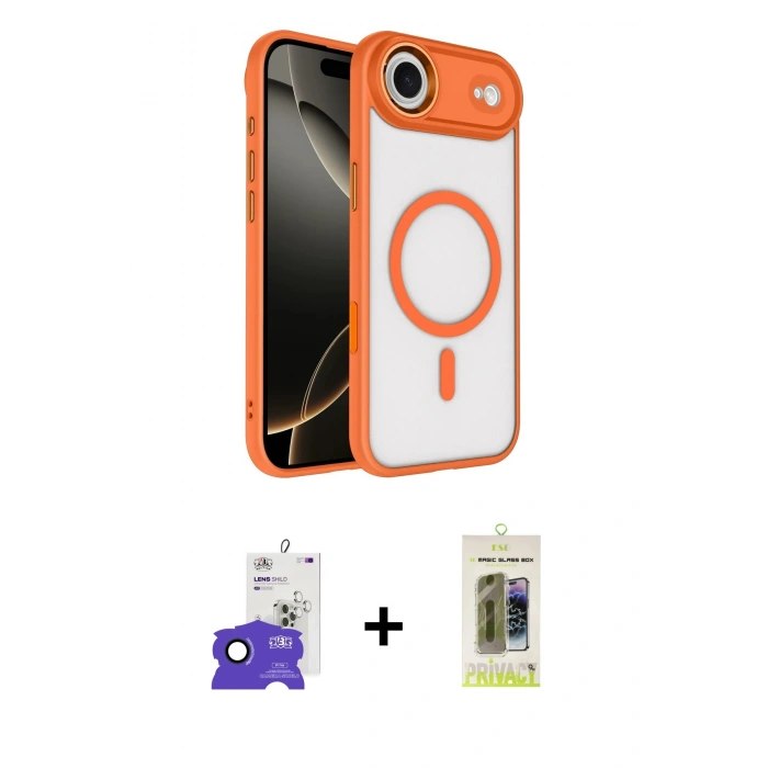 MARSİLYAN™- iPhone 17 Air Kılıf Kıvılcım Prime - Siyah Joko Magic 5D Hayalet Cam + Bilvis Titan Kamera Lens - LT