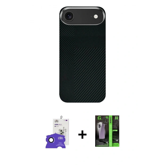 MARSİLYAN™- iPhone 17 Air Kılıf Kozmos Klasik Prime - Şeffaf 360 Full Body Arka Koruyucu + Bilvis Titan Kamera Lens - SH