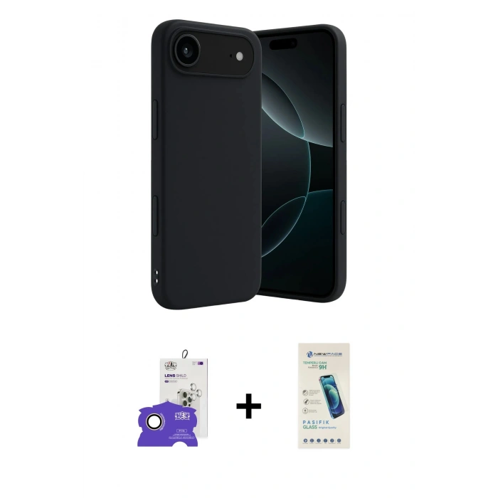 MARSİLYAN™- iPhone 17 Air Kılıf Kozmos Yansıma Özel Seri - Şeffaf Pasifik Cam Ekran Koruyucu + Bilvis Titan Kamera Lens - GD