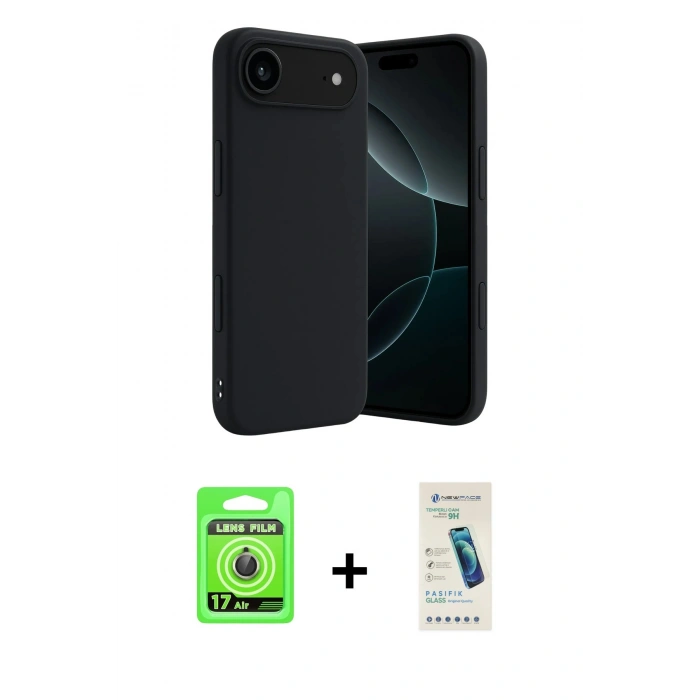 MARSİLYAN™- iPhone 17 Air Kılıf Kozmos Yansıma Özel Seri - Şeffaf Pasifik Cam Ekran Koruyucu + Raze Metal Kamera Lens - GD