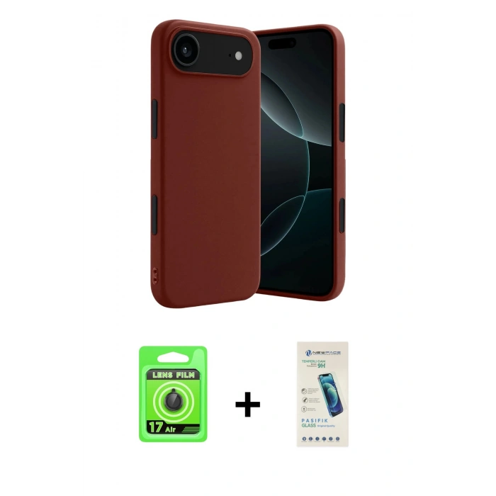 MARSİLYAN™- iPhone 17 Air Kılıf Kozmos Yansıma Özel Seri - Şeffaf Pasifik Cam Ekran Koruyucu + Raze Metal Kamera Lens - SH
