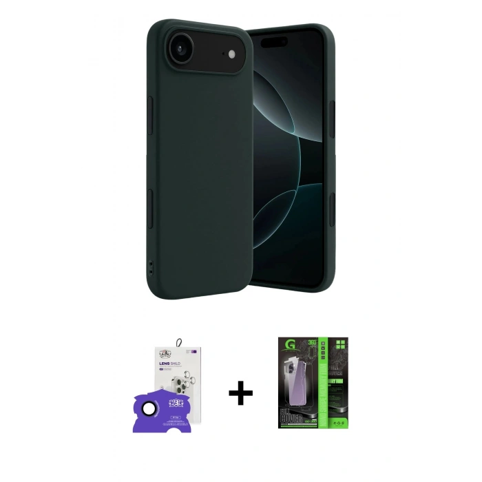 MARSİLYAN™- iPhone 17 Air Kılıf Kozmos Yansıma Özel Seri - Siyah 360 Mat Full Body Arka Koruyucu + Bilvis Titan Kamera Lens - LT