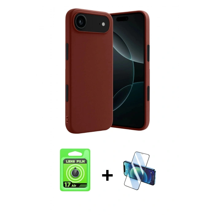 MARSİLYAN™- iPhone 17 Air Kılıf Kozmos Yansıma Özel Seri - Siyah 3D Antistatik Cam Ekran Koruyucu + Raze Metal Kamera Lens - MI