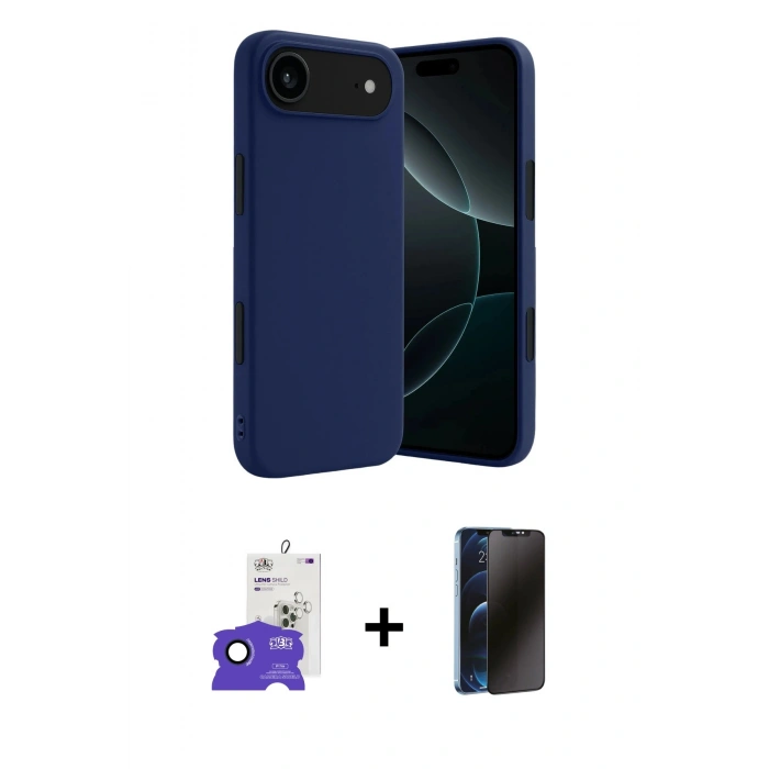 MARSİLYAN™- iPhone 17 Air Kılıf Kozmos Yansıma Özel Seri - Siyah 3D Antistatik Hayalet Cam Ekran Koruyucu + Bilvis Titan Kamera Lens - LT