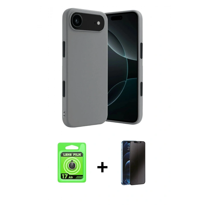 MARSİLYAN™- iPhone 17 Air Kılıf Kozmos Yansıma Özel Seri - Siyah 3D Antistatik Hayalet Cam Ekran Koruyucu + Raze Metal Kamera Lens - GD
