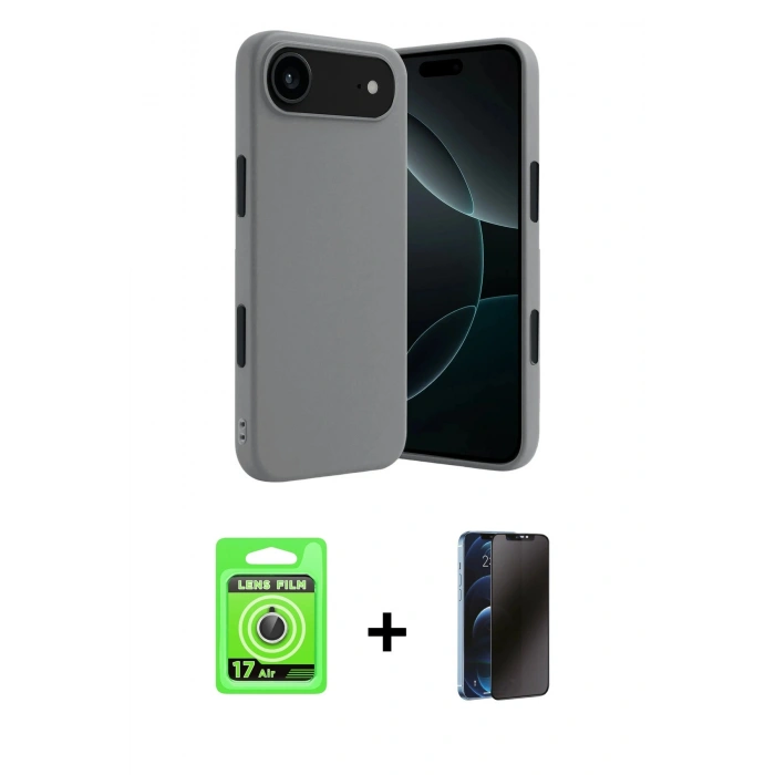 MARSİLYAN™- iPhone 17 Air Kılıf Kozmos Yansıma Özel Seri - Siyah 3D Antistatik Hayalet Cam Ekran Koruyucu + Raze Metal Kamera Lens - GS