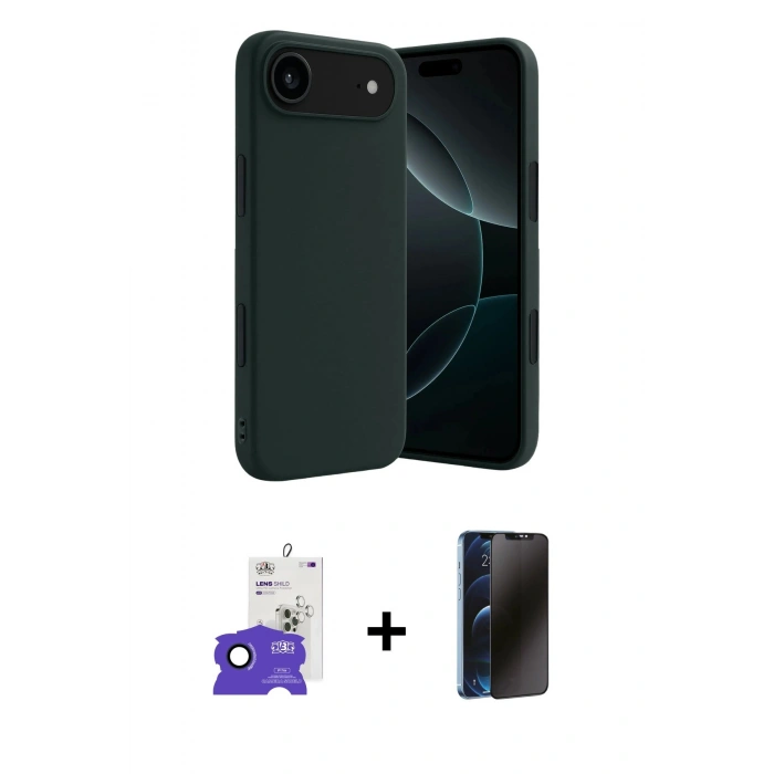 MARSİLYAN™- iPhone 17 Air Kılıf Kozmos Yansıma Özel Seri - Siyah 3D Antistatik Hayalet Cam Ekran Koruyucu + Bilvis Titan Kamera Lens - LT