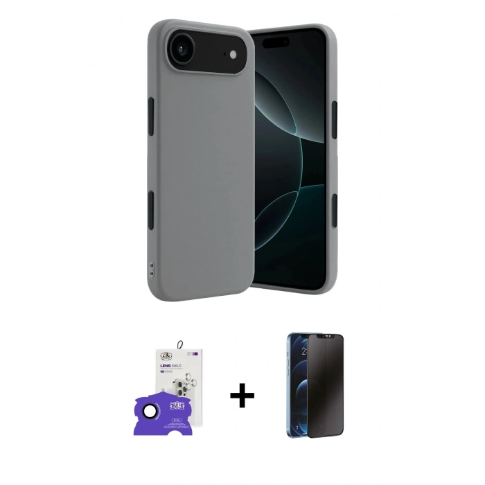 MARSİLYAN™- iPhone 17 Air Kılıf Kozmos Yansıma Özel Seri - Siyah 3D Antistatik Hayalet Cam Ekran Koruyucu + Bilvis Titan Kamera Lens - LT