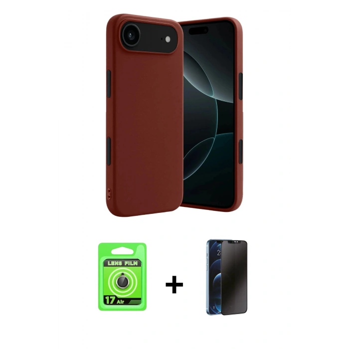 MARSİLYAN™- iPhone 17 Air Kılıf Kozmos Yansıma Özel Seri - Siyah 3D Antistatik Hayalet Cam Ekran Koruyucu + Raze Metal Kamera Lens - GD