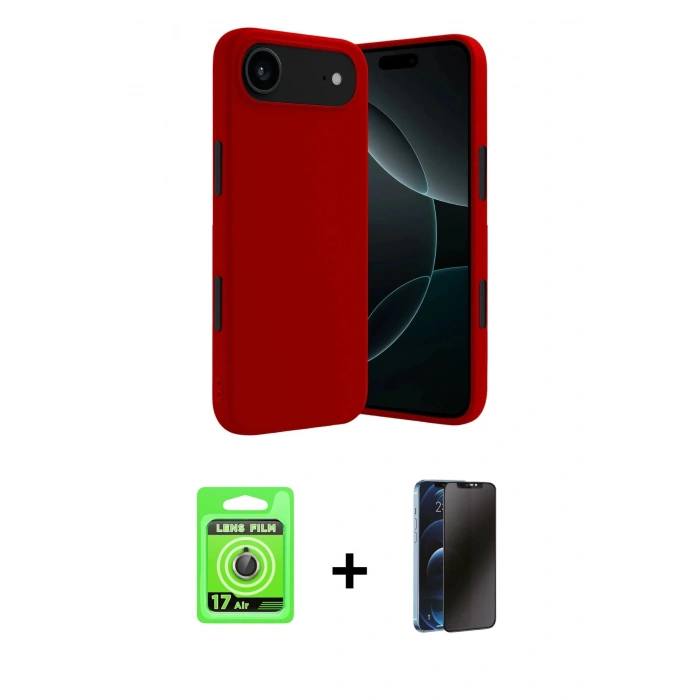 MARSİLYAN™- iPhone 17 Air Kılıf Kozmos Yansıma Özel Seri - Siyah 3D Antistatik Hayalet Cam Ekran Koruyucu + Raze Metal Kamera Lens - GD